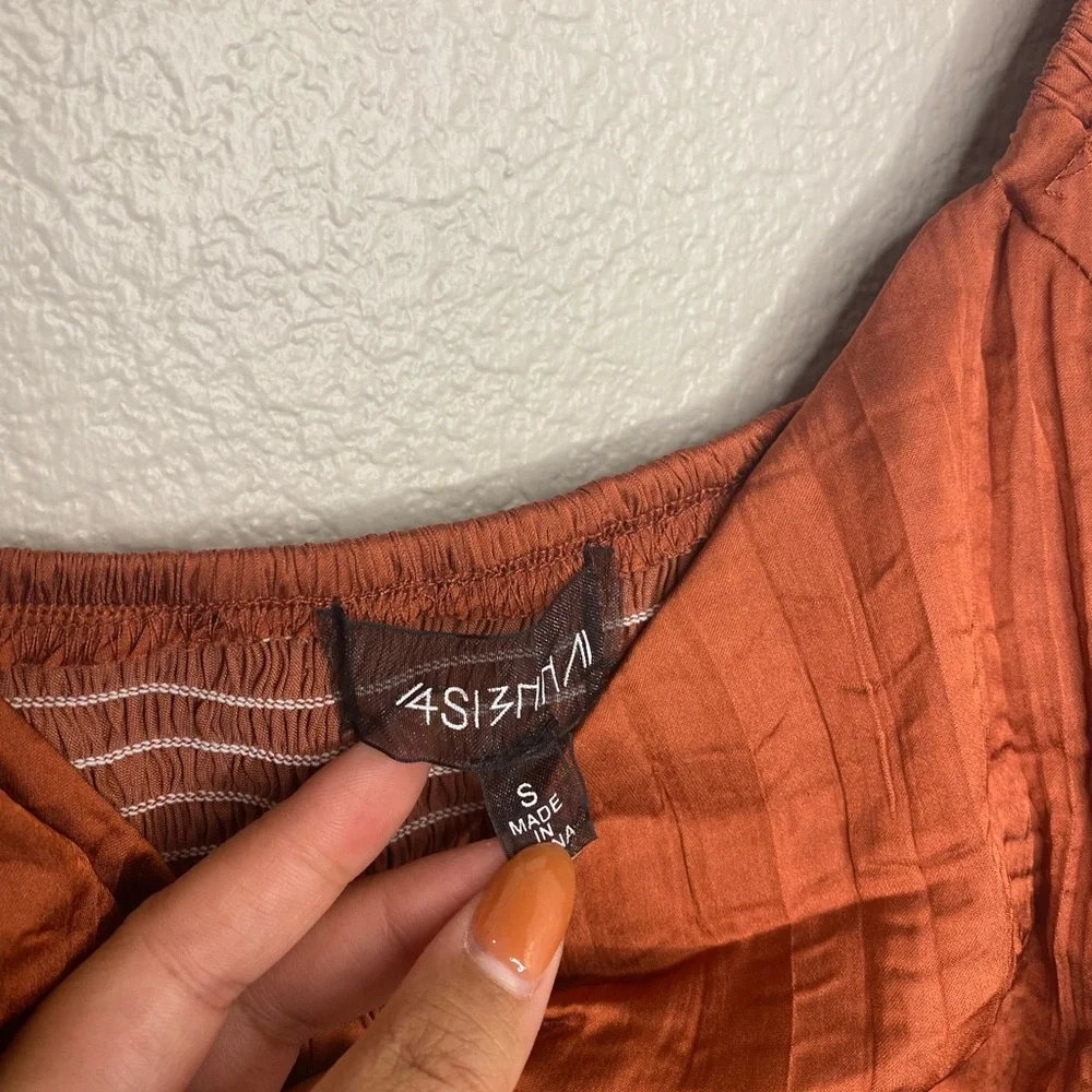 4Si3NNA Lorena Dress | Burnt Orange / Rust Long Sleeve Dress | Size Small - Picture 7 of 9